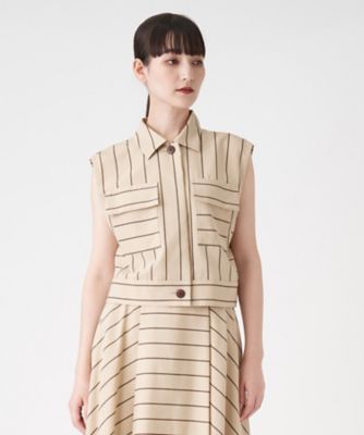 ＜LANVIN COLLECTION (Women)＞【セットアップ対応商品】レーヨン　ワイドボーダーブラウス