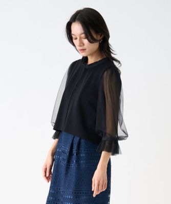 チュールスリーブニットジャケット