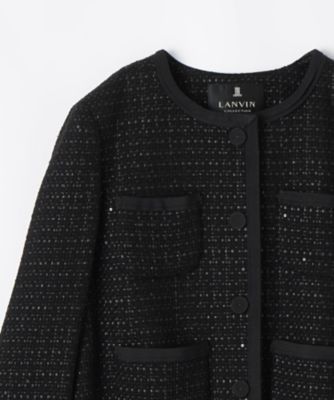 【ランバン　コレクション】美品　ツィードジャケット　上質ウール混 ウールテーラードジャケット | LANVIN COLLECTION (Women