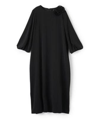 ＜LANVIN COLLECTION (Women)＞サテンジョーゼットコサージュ付ワンピース