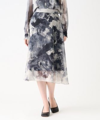 ランバンコレクション　フラワープリント　ロングスカート　サイズ40(L) ランバンコレクション フラワープリント ロングスカート サイズ