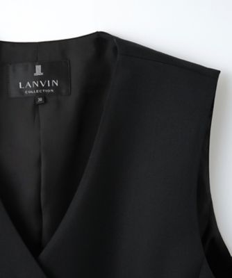LANVIN COLLECTION ダウンベスト 38 ニット切替デザイン　黒 ウールリボンベスト | LANVIN COLLECTION (Women)/ランバン
