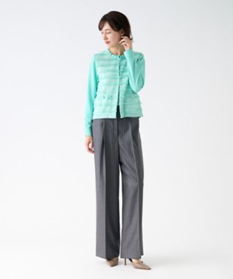＜LANVIN COLLECTION (Women)＞シルクウールストライプワイドパンツ