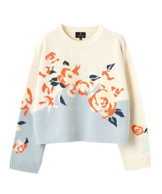 ＜LANVIN COLLECTION (Women)＞ローズ刺繍インターシャニット