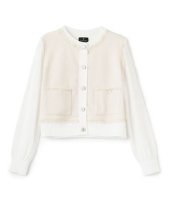 ＜LANVIN COLLECTION (Women)＞シルク混ツイード切替ニットジャケット