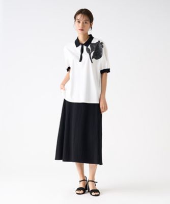 美品　ランバン　トップス　38 ランバン オン ブルー LANVIN en Bleu アシンメトリーレースアップ