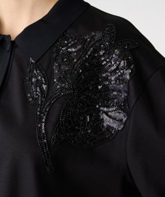 フラワー刺繍付きブラックトップス フラワー刺繍トップス | LANVIN COLLECTION (Women)/ランバン