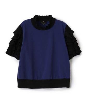＜LANVIN COLLECTION (Women)＞フリルスリーブドッキングカットソー