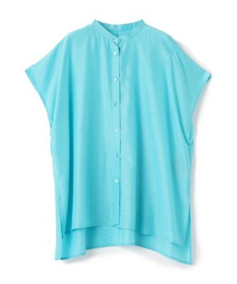 【SALE】LANVIN COLLECTION (Women)/ランバンコレクション キュプラシルクスタンドカラーブラウス 31スカイブルー トップス【三越伊勢丹/公式】