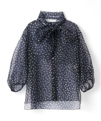 ＜LANVIN COLLECTION (Women)＞プリントオーガンジーボウタイブラウス