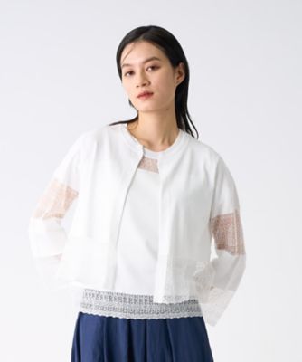 レース切替ニットカーディガン | LANVIN COLLECTION (Women