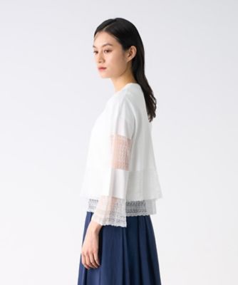 レース切替ニットカーディガン | LANVIN COLLECTION (Women
