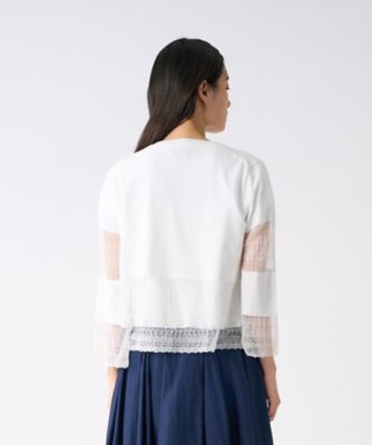 レース切替ニットカーディガン | LANVIN COLLECTION (Women)/ランバン