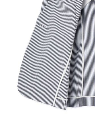 【美品】ランバンコレクション シアサッカー ストライプ テーラードジャケット38 美品】ランバンコレクション シアサッカー ストライプ