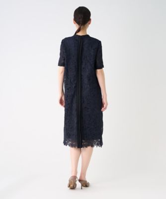 ランバンコレクション　ブラック 総レース フラワー柄 ワンピース　38 ランバンコレクション ブラック 総レース フラワー柄 ワンピース