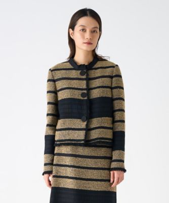 ＜LANVIN COLLECTION (Women)＞パネルボーダーツィードジャケット