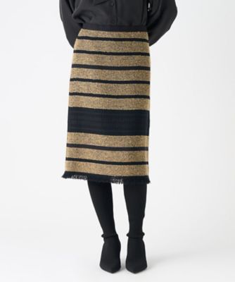 ＜LANVIN COLLECTION (Women)＞パネルボーダーツィードスカート
