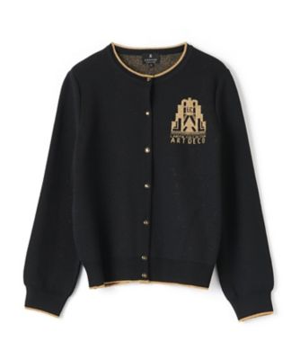 LANVINコレクション ボレロカーディガン38 黒 ART DECO ジャカードカーディガン | LANVIN COLLECTION