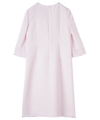 ランバンコレクション ツイードワンピース 38 ピンク フリンジ 日本製 ドレス ファンシーヤーンツイードワンピース | LANVIN COLLECTION (Women