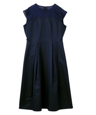 極美品ランバンコレクションLANVIN 青ワンピ　シルク絹入　オケージョンドレス サテンシャンタンドレス | LANVIN COLLECTION (Women)/ランバン