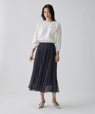 美品✨ DAMA Collection シフォンプリーツ　ロングスカート　3L〜 ニッセン（nissen） ロングスカート レディース シフォン プリーツ