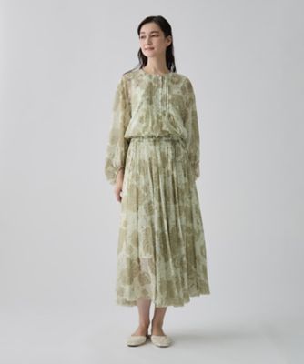 【シルク100% 近年】フォクシー シフォンワンピース ピンタック ノースリーブ ピンタック シフォンワンピース | LANVIN COLLECTION (Women)/ランバン