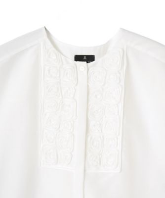ランバン 美品 COLLECTION コレクション シルク シースルー ブラウス トップス レディース レッド 38 2550644 38 コットンシルク ローズ刺繍ブラウス | LANVIN COLLECTION (Women