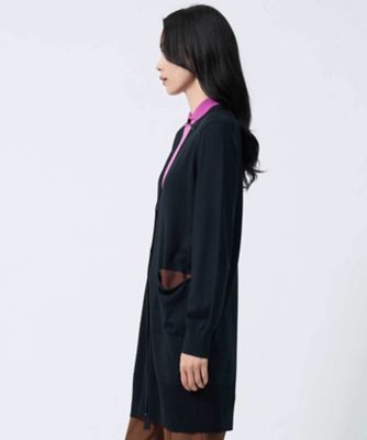 シルク100％ 配色ライン ロングカーディガン | LANVIN COLLECTION