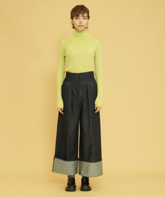 ロールアップワイドデニムパンツ