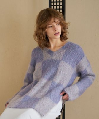 LANVIN en Bleu / ランバン オン ブルー Ｖネックシャギーニット Vネックシャギーニット | LANVIN en Bleu (Women)/ランバン