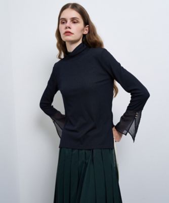 ＜LANVIN en Bleu (Women)＞シアーカフスコンビカットソー