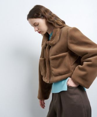＜LANVIN en Bleu (Women)＞フェイクファーショートジャケット