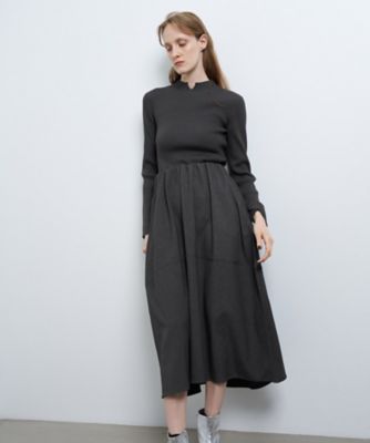 ＜LANVIN en Bleu (Women)＞コクーンスカートニットコンビワンピース