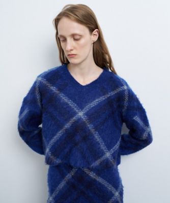 ＜LANVIN en Bleu (Women)＞チェックジャガードニット