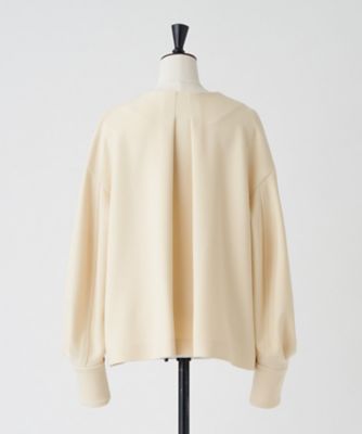 【最終価格】【美品】ランバンオンブルー　ノーカラー　ダウンジャケット　36 ランバンオンブルー】LANVIN en bleu ノーカラーフリルダウン 36