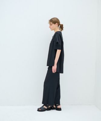 オープンネックコットンサテンブラウス | LANVIN en Bleu (Women
