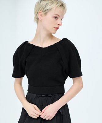 ＜LANVIN en Bleu (Women)＞オープンネックパフスリーブニット