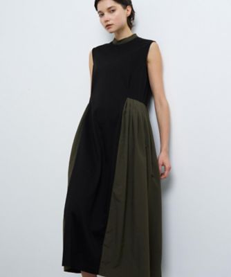 ＜LANVIN en Bleu (Women)＞タフタコンビスタンドワンピース