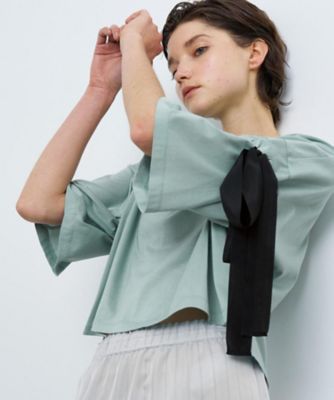 ＜LANVIN en Bleu (Women)＞クロップドリボンＴシャツ