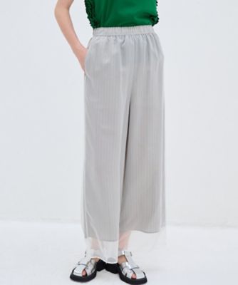 ＜LANVIN en Bleu (Women)＞シアーストライプワイドパンツ