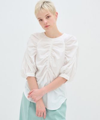 ＜LANVIN en Bleu (Women)＞リンクルコットンシャーリングブラウス