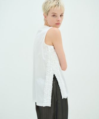 ＜LANVIN en Bleu (Women)＞サイドフリルノースリーブカットソー