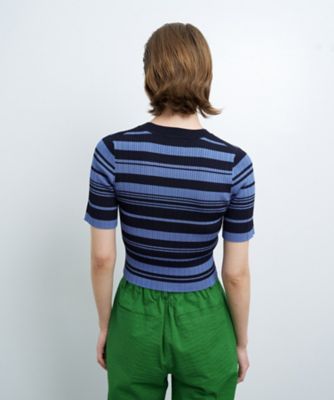 ボーダーハーフスリーブニット | LANVIN en Bleu (Women