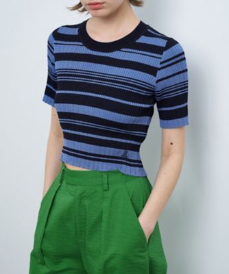 ボーダーハーフスリーブニット | LANVIN en Bleu (Women