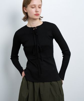 ランバンオンブルー フロントリボン ニット カーディガン ジャケット フロントリボンカーディガン | LANVIN en Bleu (Women)/ランバン オン