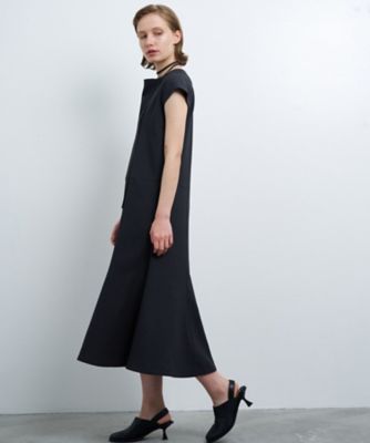 美品✨️LANVINランバンオンブルー パールネックワンピース 伸縮 ロング アムンゼンドレープネックフレアワンピース | LANVIN en Bleu