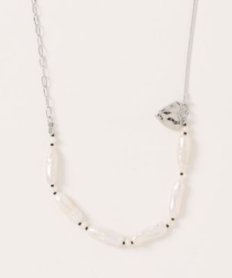 スティック淡水パールハートネックレス | LANVIN en Bleu (Women