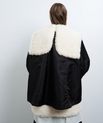 【日本製】ランバンLANVIN ファーフード付き ウールコート 36 ブラック♪ 506831099U0Y.jpg