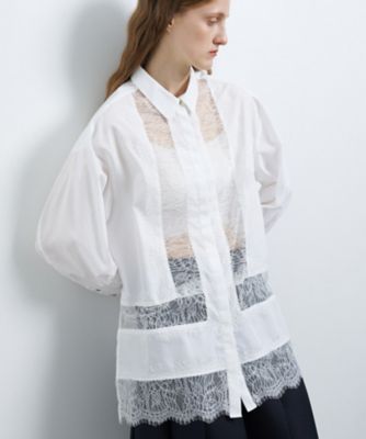 レースパターンシャツブラウス | LANVIN en Bleu (Women
