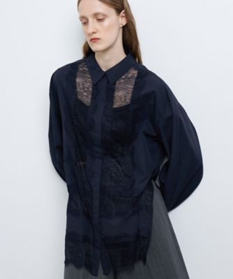 ＜LANVIN en Bleu (Women)＞レースパターンシャツブラウス